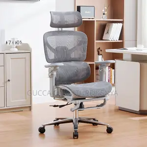 White Orthopedic Mesh Chair With Footrest