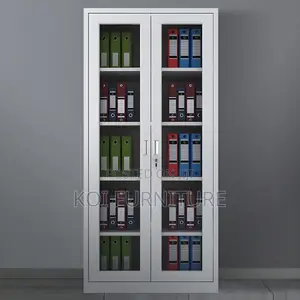 Office Cabinet; Two Doors Steel Cabient With Glass Clear Cabinet
