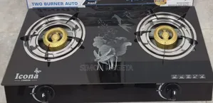 Icona Double-Burner Gas Stove With Glass Top