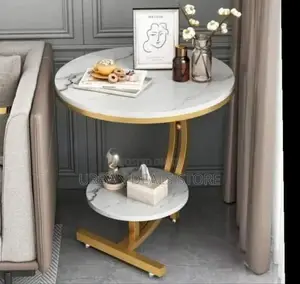 Console Bedside Cabinet Double Layer MDF Marble Effect Coffees Table