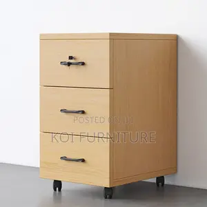 Office Cabinet; Wooden Pedestral Cabinet With Three Lockers