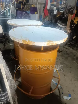 High Babar Drum Tables, White and Gold 