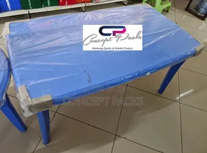 Blue Rectangle Plastic 6 Seater Chair.