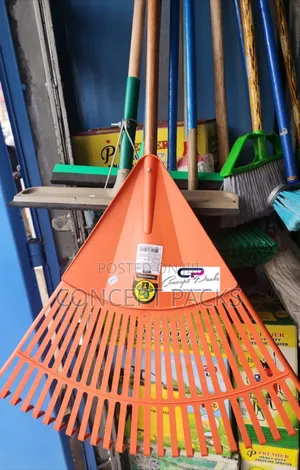 Orange Tramontina Plastic Wide Rake With Wooden Handle