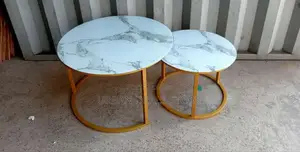 Marble Nesting Coffee Table (Glass Effect) White