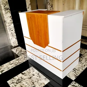 Modernized White Brown Reception Desk