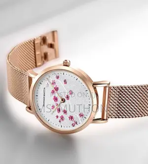 White Dial Adorned With a Pink Floral Pattern Hm Ladies