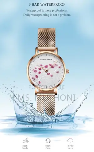 White Dial Adorned With a Pink Floral Pattern Hm Ladies