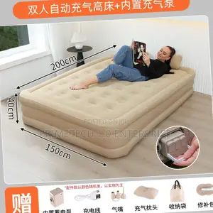 Inflatable Queen Size Airbed Mattress With Pump and Pillows