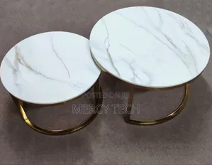 Marble Nesting Coffee Table (Glass Effect) White