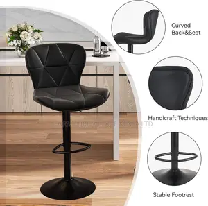 Barstool; Pu Leather Height Adjustable Counter Barstool