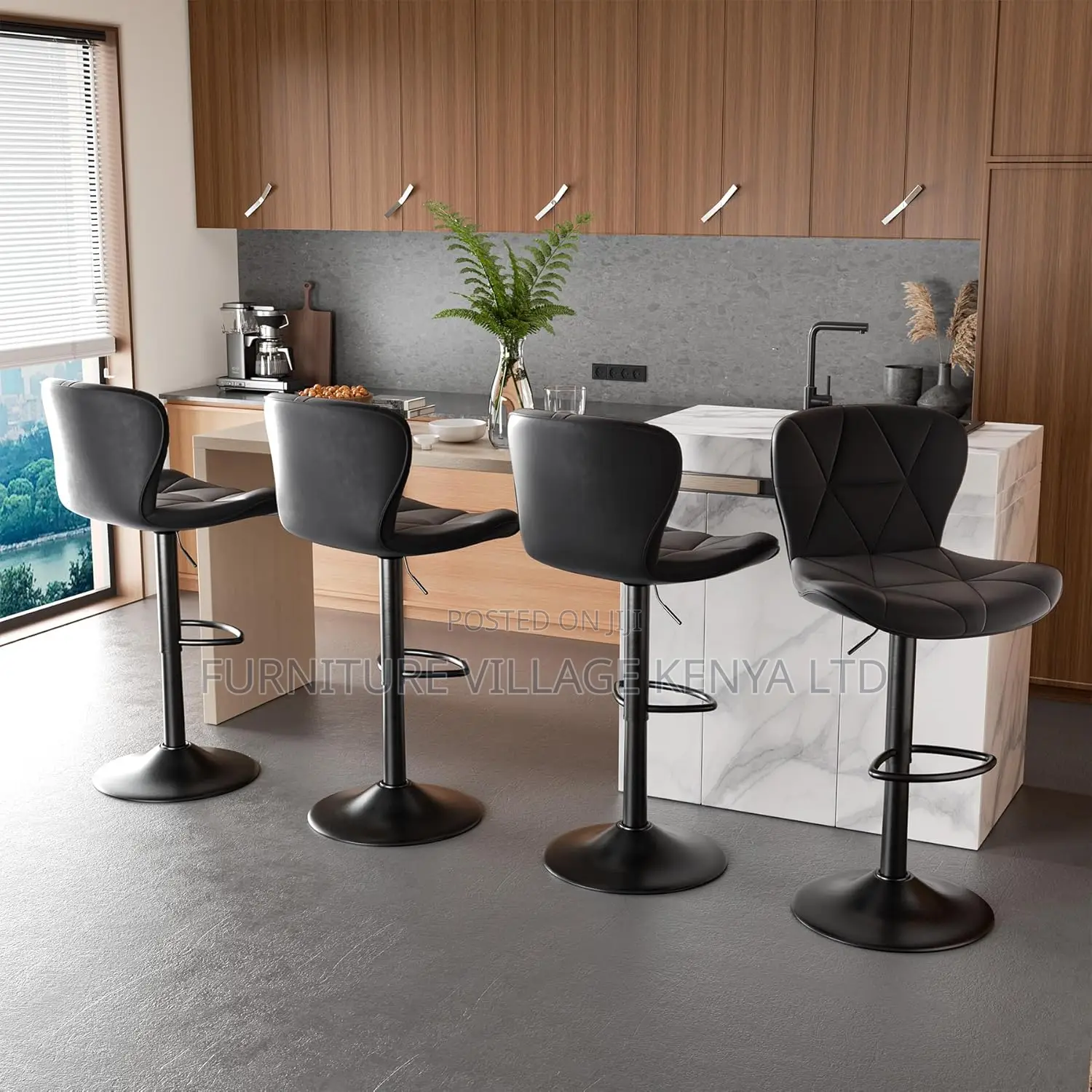 Barstool; Pu Leather Height Adjustable Counter Barstool