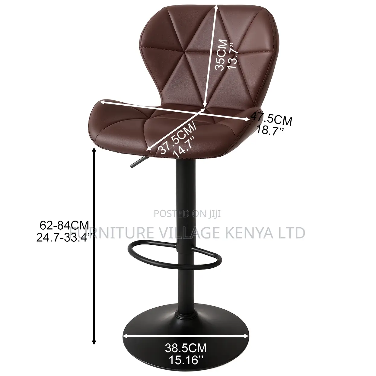 Barstool; Pu Leather Height Adjustable Counter Barstool