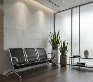 Office Bench; 3-Link Stainless Steel Reception Bench