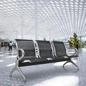 Office Bench; 3-Link Stainless Steel Reception Bench