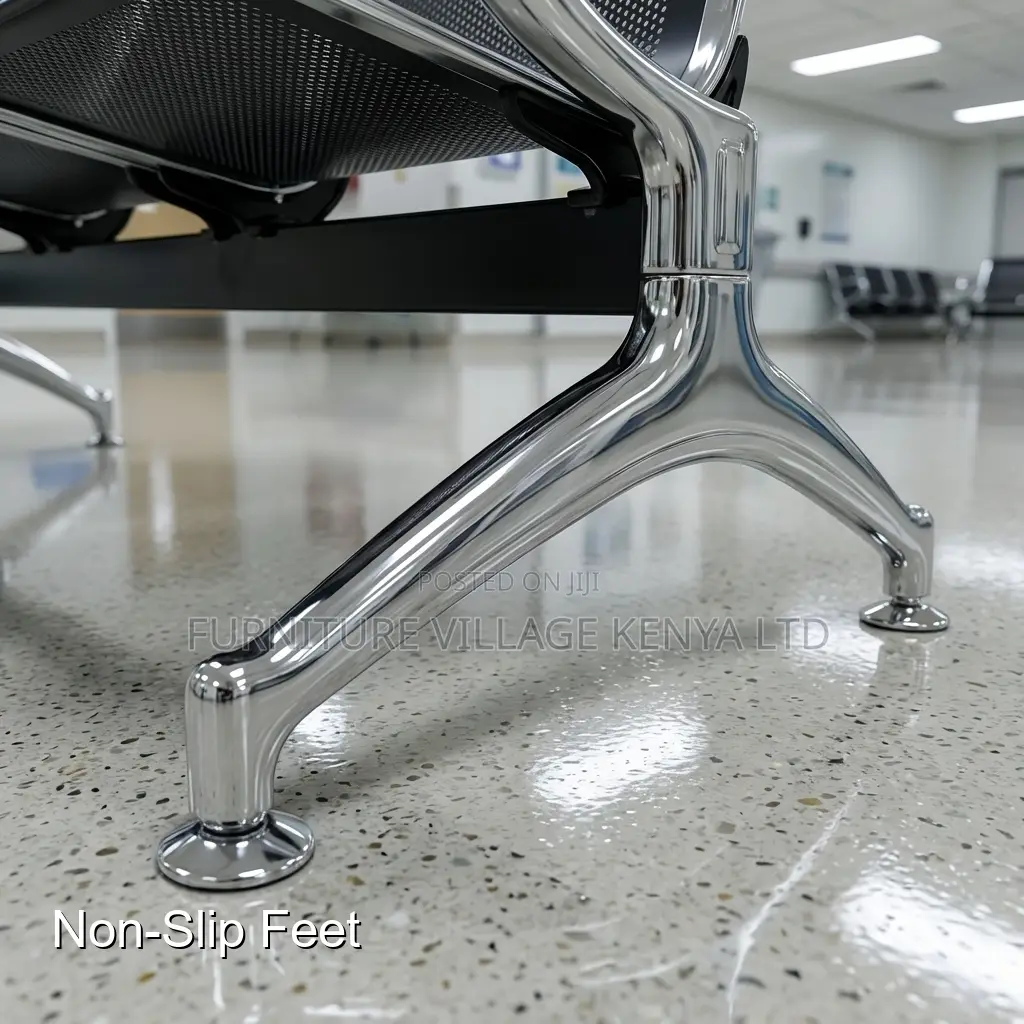 Office Bench; 3-Link Stainless Steel Reception Bench