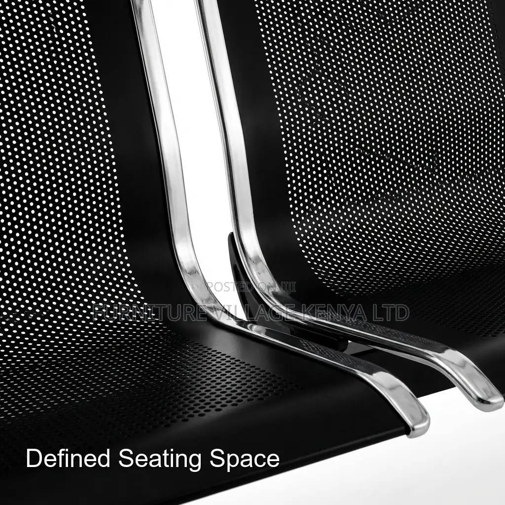 Office Bench; 3-Link Stainless Steel Reception Bench