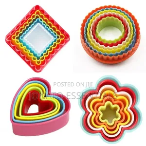 Plastic Cookie Cutters Set - Heart, Flower, Round, Square Shapes
