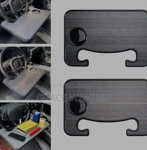*Wooden Slotted Steering Wheel Table Tray