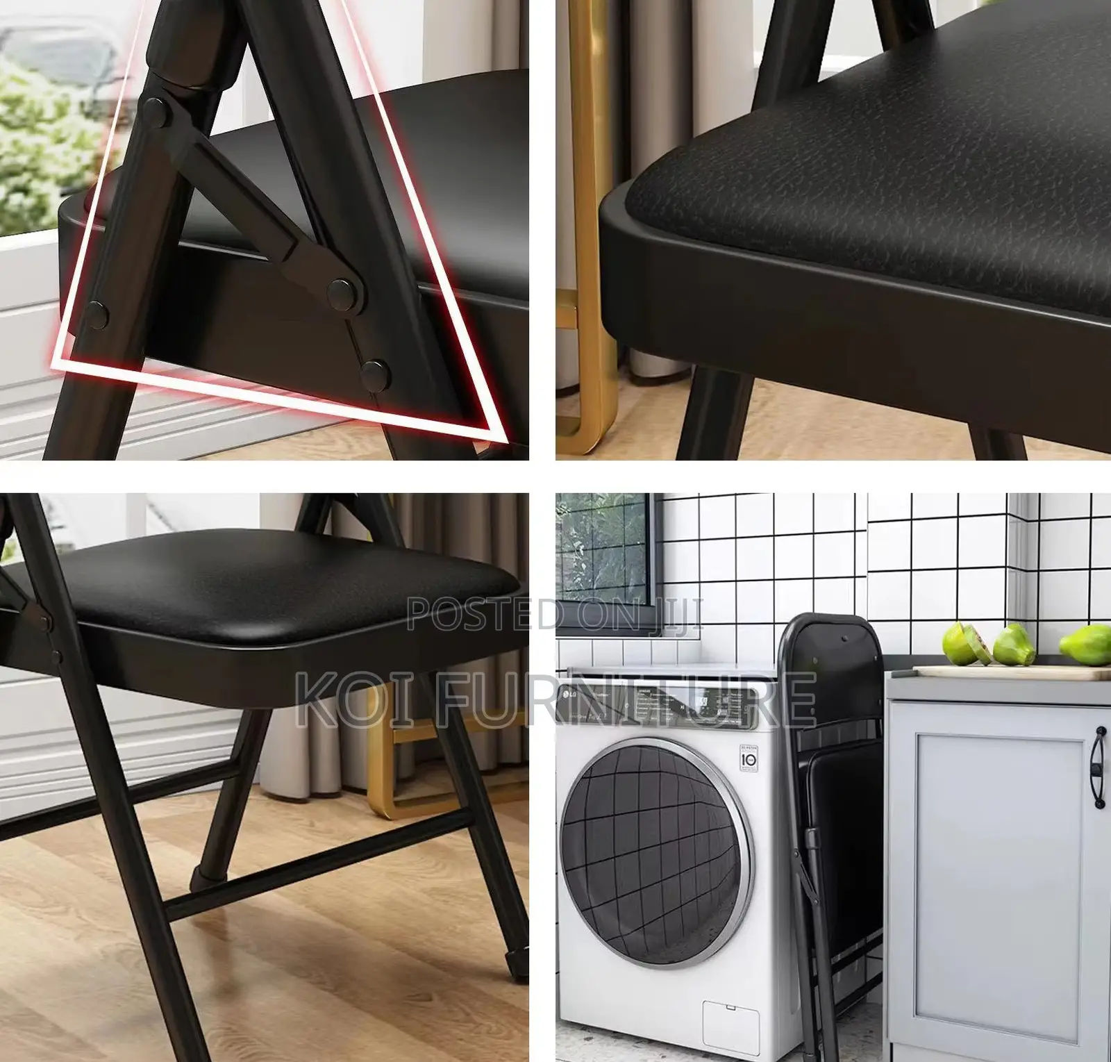 Office Chair : Foldable Office Study Chair (Black)