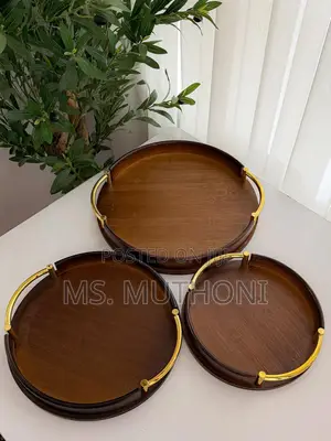 Aesthetic Round Wall-nut Bamboo Multipurpose Trays