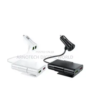 4 Usb Ports Front Back Car Charger With 6ft Extension Cord Cable