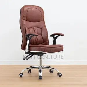 Office Chair : Brown Leatherette High-Back Seat