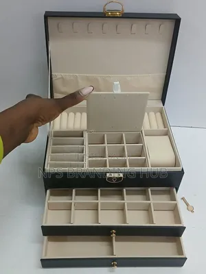 3 Layered Jewelry Storage Box Leather Material Ao