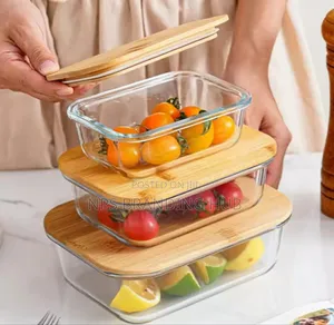 4 in 1 Snack Storage Box Set Wooden Top Lid. Ao