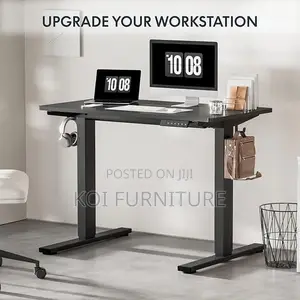 Office Desk; 1.2 Meter Black Height Adjustable Office Desk