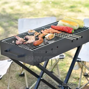 Outdoor Camping Folding Barbecue Grill With Manual Air Blower