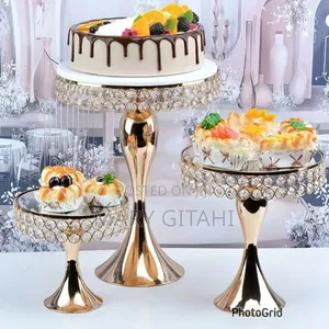 3pcs Gold Cake Stands With Stainless Steel Mirror