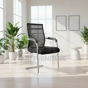 Office Chairs; Black Office Visitor Mesh Chair With Sled Base