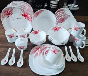 39 Pieces Square Opal Glass Modern Dinner Set