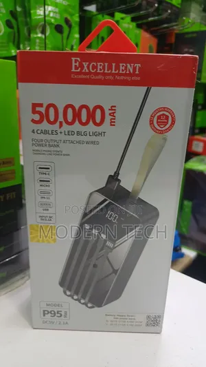Excellent P95 50,000 Mah Power Bank, 4 Cables.