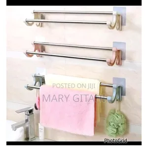 54cm Self Adhesive Double Pole Towel Holder, Towel Rack