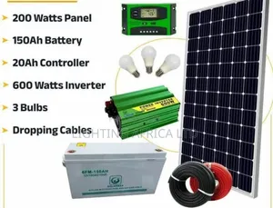 200 Watts Full Solar Kit - 150ah Battery - 300w - 600w Inverter