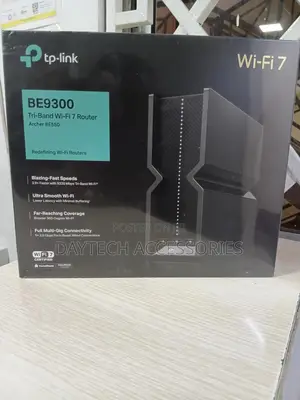 The Tp-Link Archer Be550 Be9300 Tri-Band Wi-Fi 7 Router.