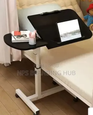 Adjustable Overbed Laptop Table With Wheels Rolling Bedside Desk Hp