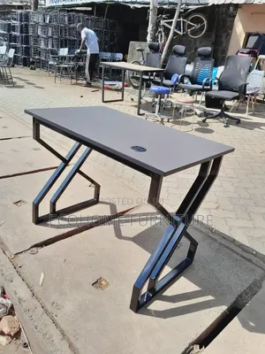 Black Metallic Study Desk With Gray Top