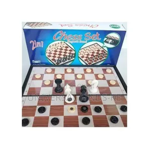 2-in-1 Wooden Chess Board Checkers Set – Foldable Strategy Board