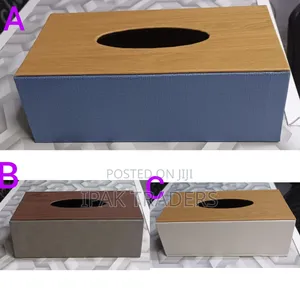 Tissue Box With Bamboo Wood Lid,Rectangular Leather