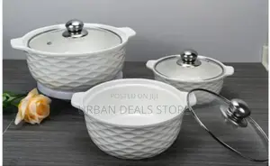 Set of 3 White Soup Pots