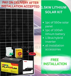 Home 1.5kva Inverter Offgrid - 100ah Lithium Battery - 550w Solar Kit