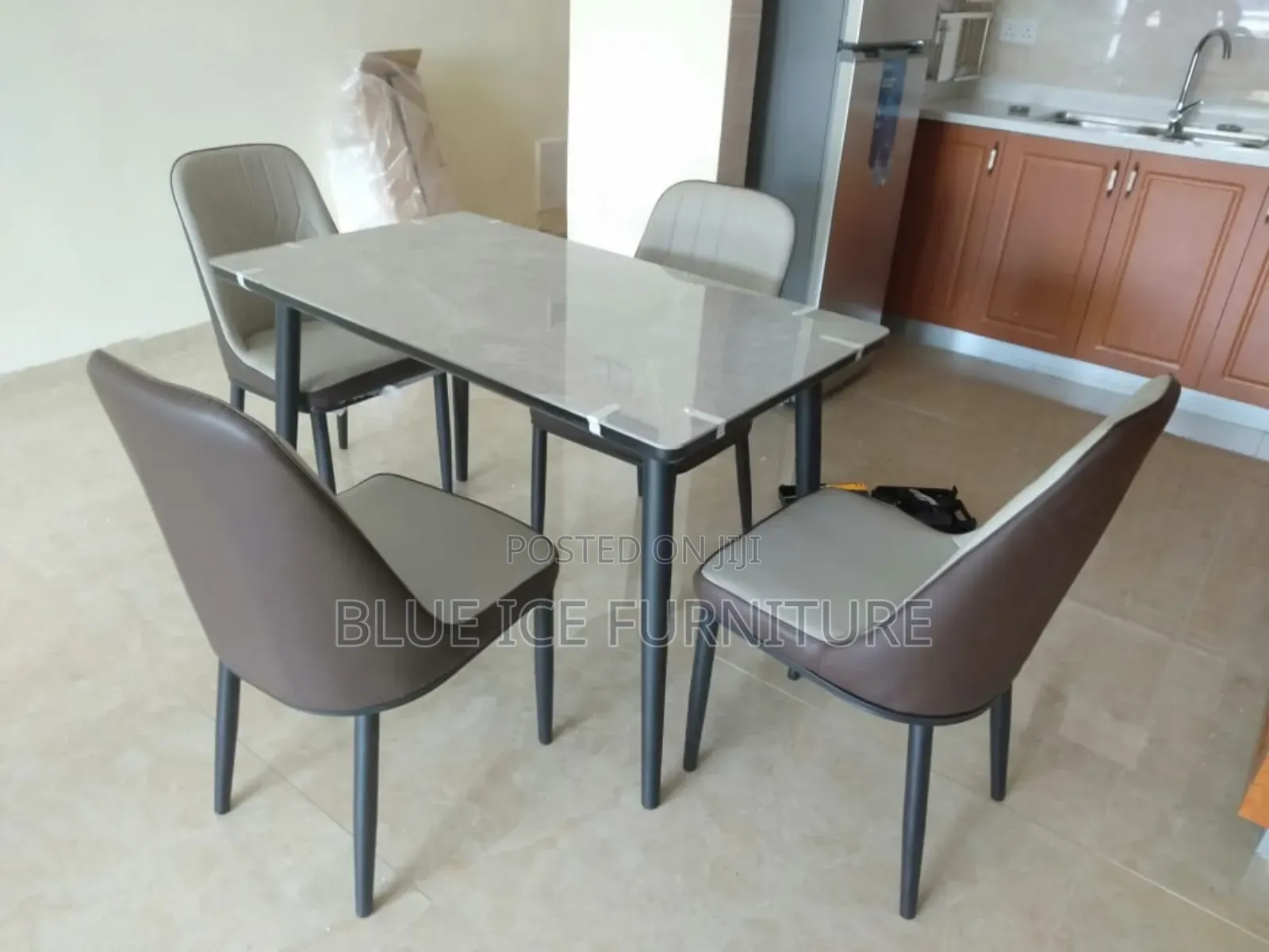 4 Seater Dining Chair With Marble Dining Table