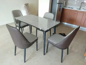4 Seater Dining Chair With Marble Dining Table