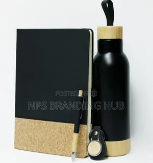 Midnight Bamboo Gift Set,Diary,Metal Pen, Keychain,Water Bottle.