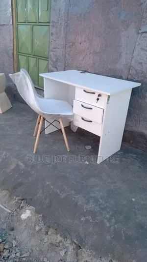 All White Office Chair With White Office Desk
