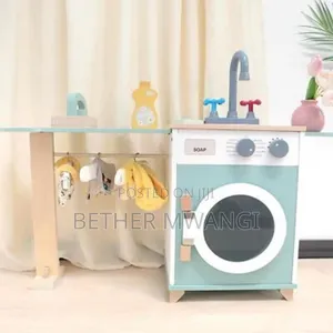 Miniature Wooden Laundry Station Kids Play Set