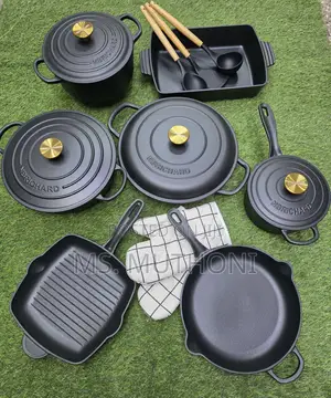 Preasesoned Brichard 12-Piece Enamel Cast Iron Cooking Pot Set,